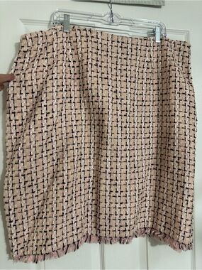 Inc Women’s Tweed Fringe Hem Pencil Skirt - Pink/Black